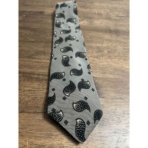 Vintage Don Loper Beverly Hills Silk Black & Gray Paisley‎ Tie Men's Made In USA